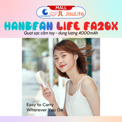 Quạt sạc cầm tay mini JisuLife HandFan Life3 FA20X Pin4000mAh, Sạc Nhanh, vỏ ABS - Hàng chính hãng