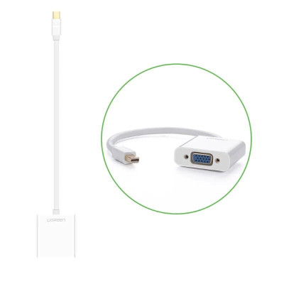 Ugreen UG10458MD113TK Màu Trắng ABS Cáp chuyển đổi Mini DP sang VGA 1920x1080 60Ghz - HÀNG CHÍNH HÃNG