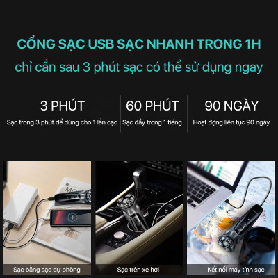 Máy Cạo Râu Enchen BlackStone đầu cắt nổi 3D Đầu Cạo Râu 3 Đầu Dao Cạo - Hàng chính hãng