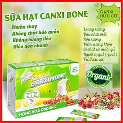 Sữa hạt Canxi Bone Hồng Hoa Organic 36gói/ 900g - Thuần Chay, Bổ sung Canxi Hữu Cơ, Khoẻ khớp chắc xương, phát triển chiều cao
