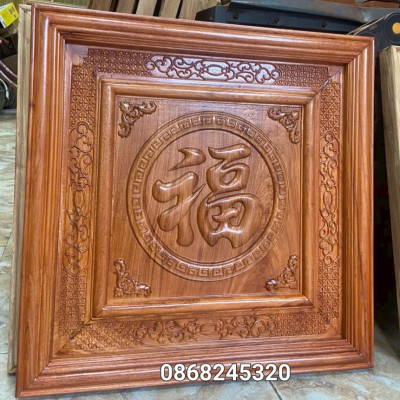 Tranh chữ phúc bằng gỗ gõ kt 61×61×4cm 