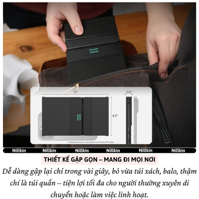 Bàn phím gấp gọn di động không dây bluetooth V5.2 tích hợp trackpad & phím số hiệu Nillkin Cube Pocket - Nhỏ gọn, mỏng nhẹ, phím tắt thông minh, hỗ trợ Androids & iOS, gõ thoải mái cho iPad cho iPhone, máy tính bảng, cho macbook, laptop - hàng nhập khẩu