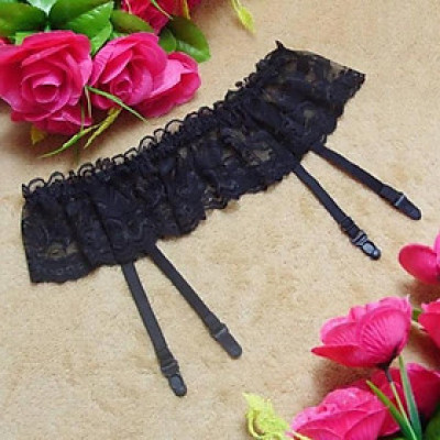 Quần lọt khe kẹp tất sexy, kẹp tất ren cao cấp - Đen