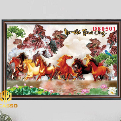 Tranh kính Bát mã tung hoành D602 42 (Được chọn mẫu)