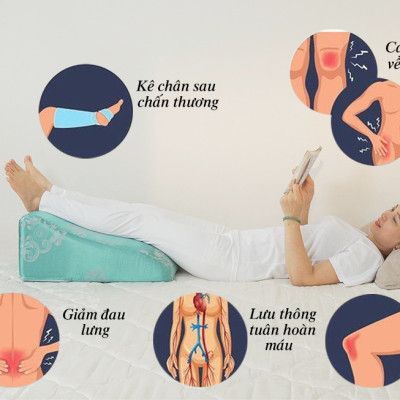 VỎ GỐI KÊ CHÂN CHỐNG GIÃN TĨNH MẠCH YOROKOBI 28CM- XANH THAN