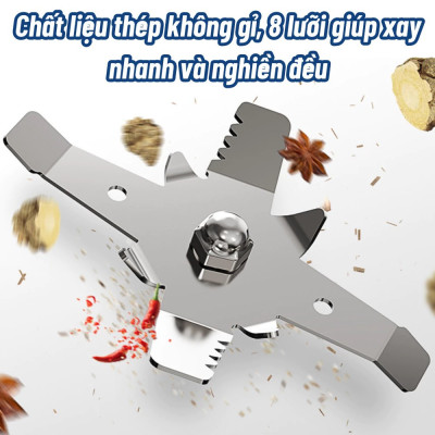 Máy Xay Hạt Khô Đa Năng Mẫu Mới Công Suất 300W 8 Lưỡi, Xay Các Loại Hạt, Đồ Khô, Coffee, Ngũ Cốc Không Ồn Tiện Lợi - Hàng Chính Hãng