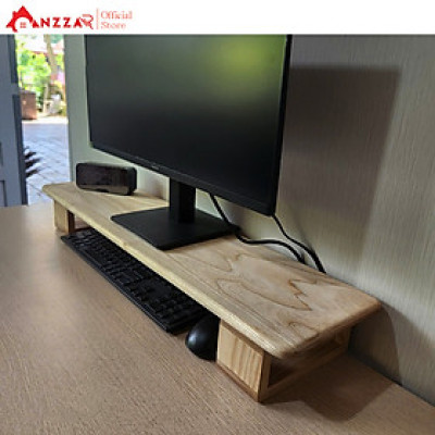Kệ kê màn hình máy tính cao cấp bằng gỗ tần bì nguyên khối nhập, Kệ gỗ kê màn hình Anzzar-08