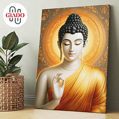 Tranh ảnh thờ treo tường hoặc tranh để bàn mẫu Phật Thích Ca giáo huấn nền vàng