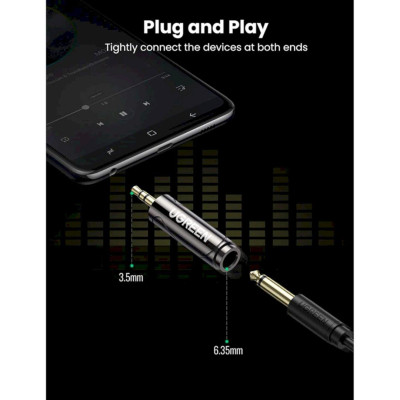 Ugreen UG80731AV169TK Mono Đầu đổi âm thanh 6.35mm dương sang RCA Mono âm - HÀNG CHÍNH HÃNG