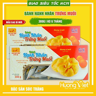 Đặc Sản Sóc Trăng - Bánh Hạnh Nhân Trứng Muối 300G, Bánh Hạnh Nhân Tân Huê Viên Sóc Trăng, Bánh Bột Đậu Trứng Muối, Bánh Kẹo Ăn Vặt