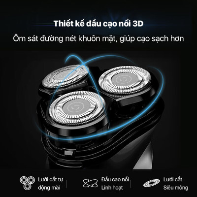 Máy Cạo Râu Enchen BlackStone đầu cắt nổi 3D Đầu Cạo Râu 3 Đầu Dao Cạo - Hàng chính hãng