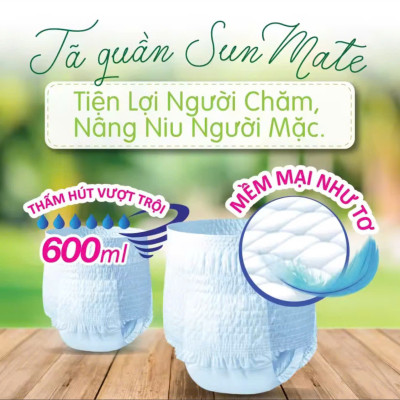 Sỉ 1 Cây/Thùng 6 Gói Tã dán Sunmate L18 +2 (20 Miếng) - Tã người lớn Sunmate- Date Mới