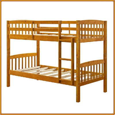 Giường 2 tầng Tundo màu vàng cầu thang treo 