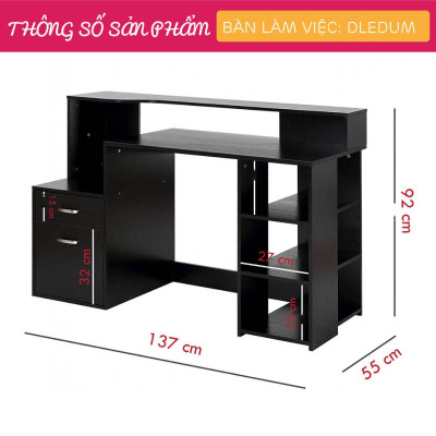 Bàn làm việc kèm tủ tại nhà thiết kế tiện dụng SMLIFE Dledum