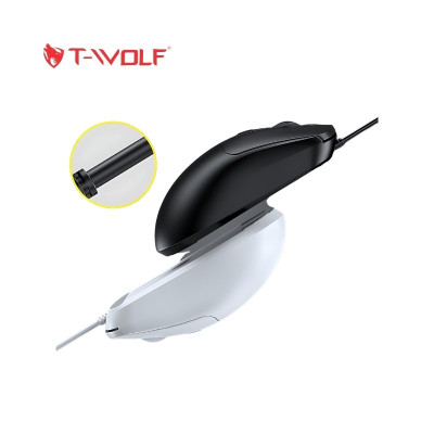Chuột T-WOLF G580 Black LED RGB USB Gaming (Black,white/USB/1600dpi/4 key/1.5m) - Hàng Chính Hãng