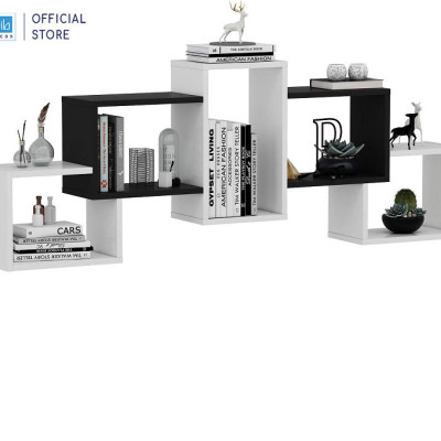 Kệ Gỗ Trang Trí Treo Tường BOLD Màu Trắng Phối Đen SIB Decor KT204