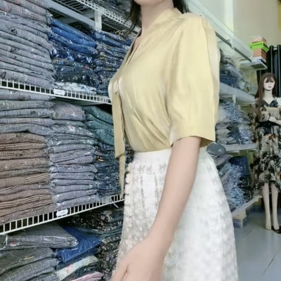 Set áo váy công sở cao cấp Myqlothing họa tiết hoa tao nhã.