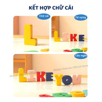 Bảng ghép hình chữ cái, số , đồ vật và thức ăn Mideer wooden peg puzzles