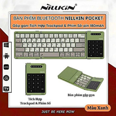 Bàn phím gấp gọn di động không dây bluetooth V5.2 tích hợp trackpad & phím số hiệu Nillkin Cube Pocket - Nhỏ gọn, mỏng nhẹ, phím tắt thông minh, hỗ trợ Androids & iOS, gõ thoải mái cho iPad cho iPhone, máy tính bảng, cho macbook, laptop - hàng nhập khẩu