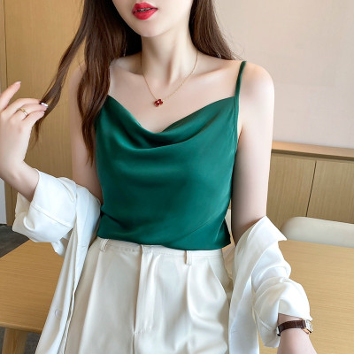 Áo hai dây lụa nữ cổ đổ mặc trong vest chất vải satin cao cấp thoáng mát khi mặc - AO0036