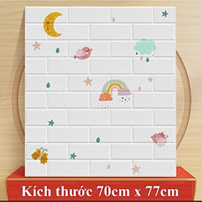 Bộ 15 Tấm Xốp Dán Tường Hoạt Hình Dễ Thương, Kích Thước 70cm x 77cm