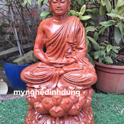 Tượng phật thích ca bằng gỗ hương đá cao 60x30x30cm 