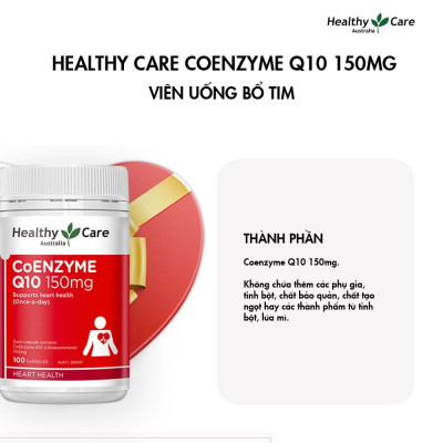 Bổ tim Úc Healthy Care CoEnzyme Q10 150mg giúp duy trì sức khỏe tim mạch, nâng cao sức khỏe chung - OZ Slim Store