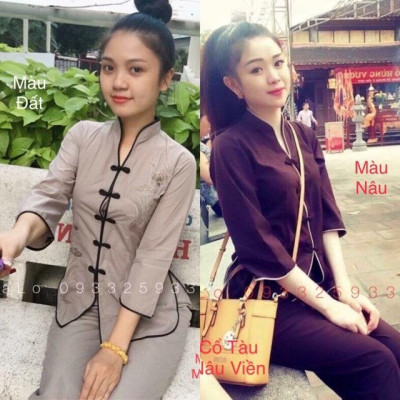 ĐỒ LAM ĐI CHÙA  cổ tàu thêu sen