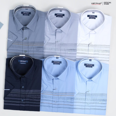Áo Sơ Mi Nam Ngắn Tay VIỆT PHÁP Form Luxury Chất liệu  Bambo In Sọc  lịch lãm, sang trọng 35513