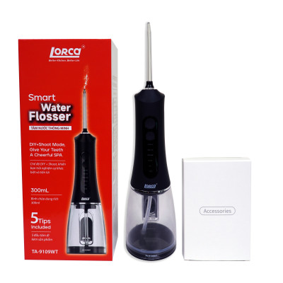 Máy Tăm Nước Cầm Tay Chính Hãng Lorca TA 9109WT Vệ Sinh Răng Miệng, Bộ 5 Đầu Tăm, 5 Chế Độ Sử Dụng