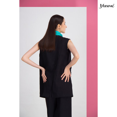 Áo khoác blazer nữ đen cotpo Maxivic M092309A