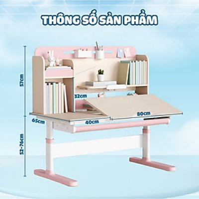 Bàn học sinh thông minh đa năng, nâng hạ tay quay, điều chỉnh góc nghiêng, chống cận Juno sofa CTIRPro100 kèm đèn ngang 120cm