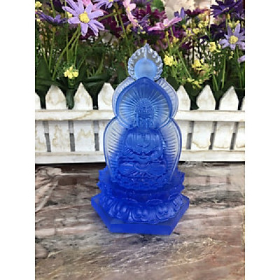 Tượng Tam Thế Phật Tây Phương Tam Thánh ngồi đá lưu ly - Cao 12 cm