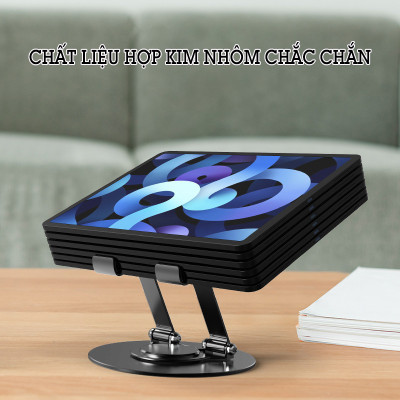 Giá Đỡ Máy Tính Bảng Hợp Kim Nhôm Để Bàn Xoay 360 Độ Cho Điện Thoại, Máy Tính Bảng L08 - Hàng chính hãng