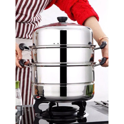 Nồi Hấp Inox 3 Tầng Siêu To 28CM Dùng Cho Cả Bếp Từ Và Bếp Ga, Nồi Hấp Bánh Bao Bánh Flan Hấp Thức Ăn Tặng Kèm Xửng Hấp - HÀNG CHÍNH HÃNG MINIIN