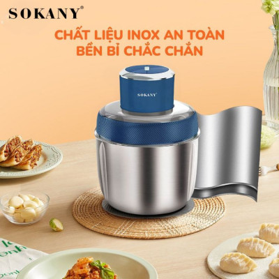 Máy xay thịt đa năng 2IN1 SOKANY SK-7030 cối INOX304, công suất 500W xay thịt, bóc tỏi tiện lợi - HÀNG CHÍNH HÃNG