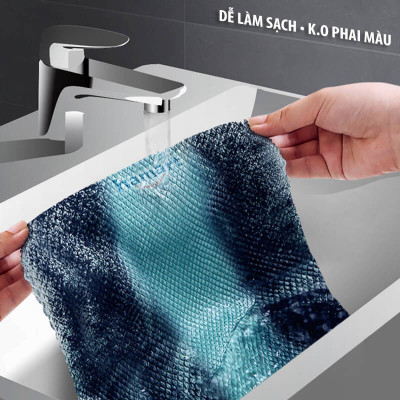SET 5 Khăn Lau Gương Kính Màn Hình Đa Năng 30x40 CM Không Bụi Vải Da Cá Lau Mặt Bàn Bếp