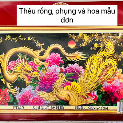 Tranh thêu chữ thập Long phụng sum vầy ED43, kích thước 95 x 54 cm