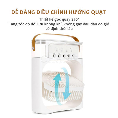 Quạt điều hoà hơi nước mini cool fan, quạt hơi nước làm mát phun sương để bàn 3 chế độ gió, dung tích bình lớn tích hợp đèn led, quạt phun sương mini để bàn - Hàng chính hãng