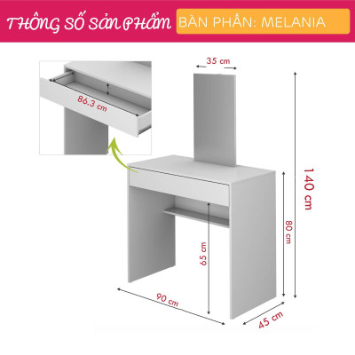 Bàn phấn nhỏ gọn phong cách hiện đại SMLIFE Melania