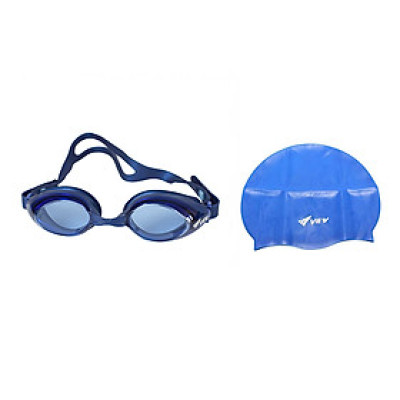 Bộ Kính Bơi VIEW V610 BL (Xanh dương đậm) Chống Sương Mù Chống tia UV Và Nón Bơi View V31 (Xanh dương đậm) - Hàng chính hãng 100% sản xuất tại Nhật Bản