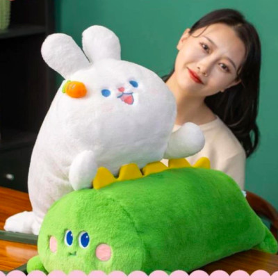 Thú nhồi bông ôm ngủ hình thỏ, khủng long, cáo hồng đáng yêu - Size từ 50cm đến 90cm - Quà tặng gấu bông thỏ lông mịn cho bé.