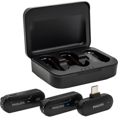 Micro không dây Wireless Lavalier Philips 2 Micro DLM9002 - Type-C - Hàng chính hãng