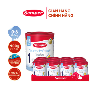 Thùng 12 hộp Sữa bột công thức Semper Nutradefense Baby 1 400g/hộp