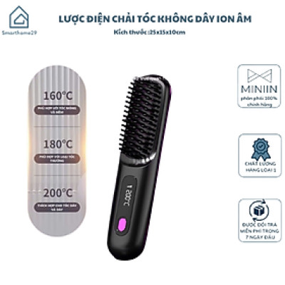 Lược Điện Chải Tóc Không Dây Ion Âm - Chăm Sóc Tóc Suôn Mượt, Tạo Kiểu Dễ Dàng, Dễ Mang Theo - HÀNG CHÍNH HÃNG MINIIN