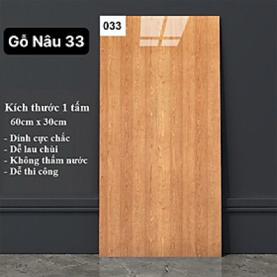 Bộ 15 Tấm Xốp Dán Tường 3D PVC Gỗ Nâu Đỏ 60x30cm Keo Sẵn Dày 2,5mm Cao Cấp, Sang Trọng 
