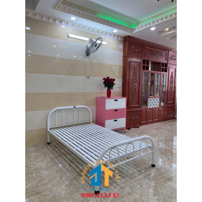 Giường sắt cao cấp mẫu đơn giản 1mx2m - ĐẠI THÀNH