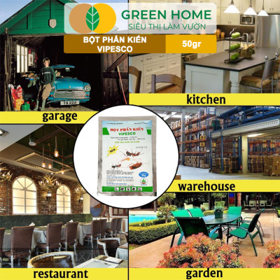 Bột Phấn Kiến Vipesco, GreenHome, Gói 50gr, Hiệu Quả Cao, Dễ Sử Dụng, Diệt Trừ Kiến, Gián