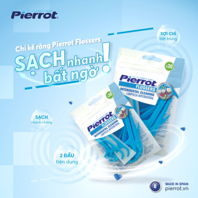 Combo 3 Tặng 1 Chỉ kẽ răng Pierrot FIossers 30pcs làm sạch kẽ răng, mảng bám