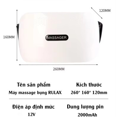 Máy Massage Bụng Lưng Đùi Pin Sạc Tích Hợp Đá Nóng Himalaya Hỗ Trợ Giảm Mỡ Bụng Đai Mát Xa Bụng Eo Lưng